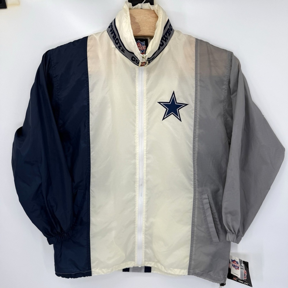NFL Game‎ Day Jacket Mens M White Dallas Cowboys Turbo Zone Windbreaker 081006N